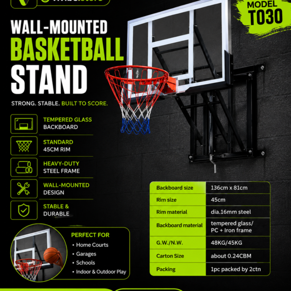 Wall-Mounted Basketball Stand (Model T030)