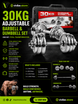 30KG Adjustable Barbell and Dumbbell Set